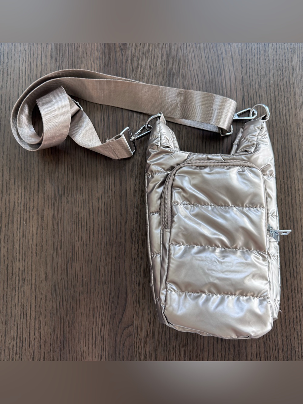 NWOT Puffer Crossbody Sling Bag - Metallic Taupe/Gold